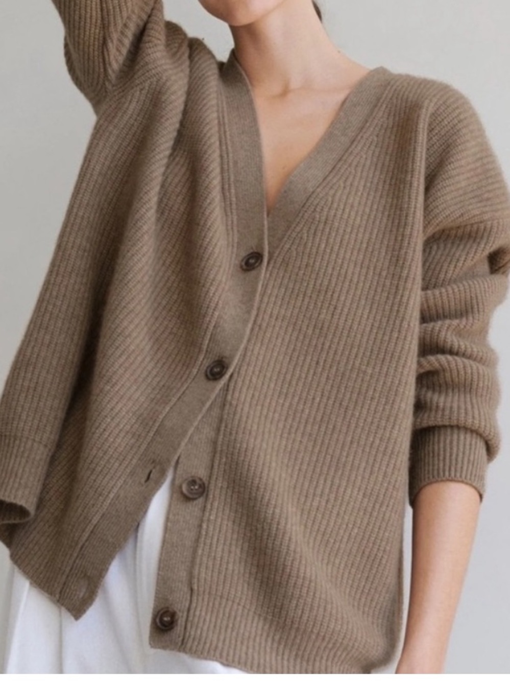 Jenni Kayne Cocoon Cashmere Cardigan M Taupe Color